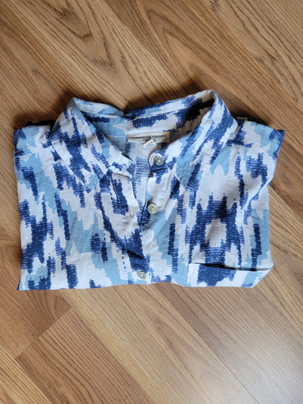 Christian Siriano Blue Ikat Linen Blend Button Down Shirt
Size S - Picture 5 of 5